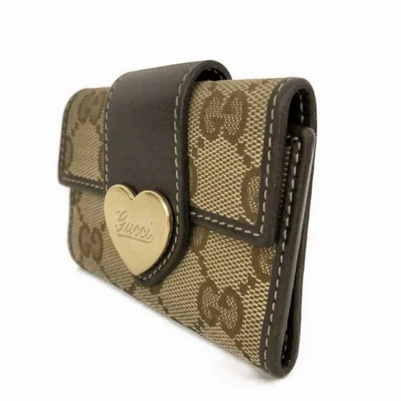 GUCCI GG Vintage Heart 6‑Ring Key Case | Beige GG Canvas Leather - Picture 8 of 12